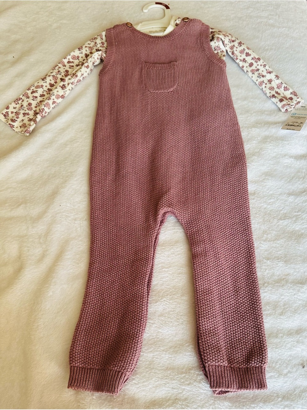 Carter's Mauve Pink Knit Overalls with Front Pocket
